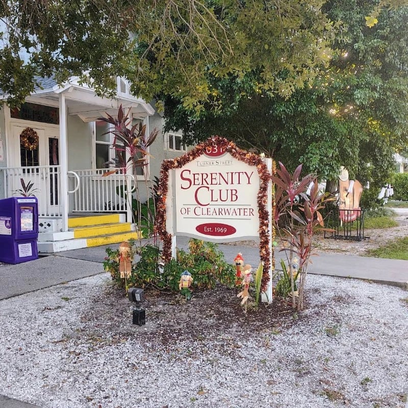 The Serenity Club sign outside the clubhouse